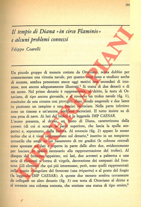 COARELLI Filippo - - Il tempio di Diana 'in circo Flaminio' e alcuni problemi connessi.