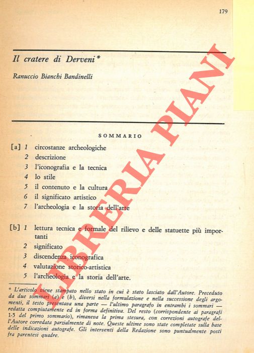 BIANCHI BANDINELLI Ranuccio - - Il cratere di Derveni.