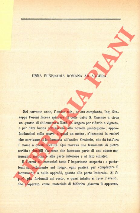 GAROVAGLIO A. - - Urna funeraria romana ad Angera.