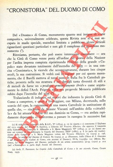 ANDINA Alberto - - 'Cronistoria' del Duomo di Milano.