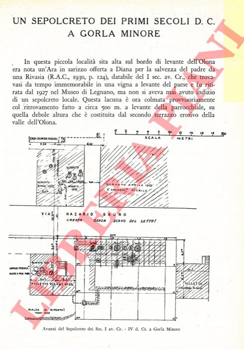 SUTERMEISTER Guido - - Un sepolcreto dei primi secoli d.C. a Gorla Minore.