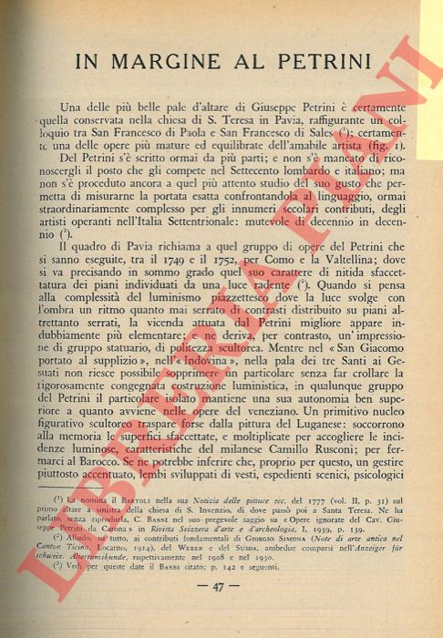 ARSLAN Edoardo - - In margine al Petrini.