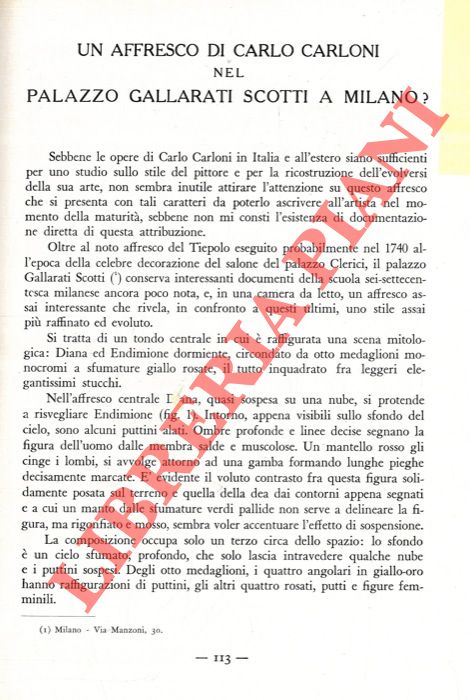 BARIGOZZI BRINI Amalia - - Un affresco di Carlo Carloni nel Palazzo Gallarati Scotti a Milano? .
