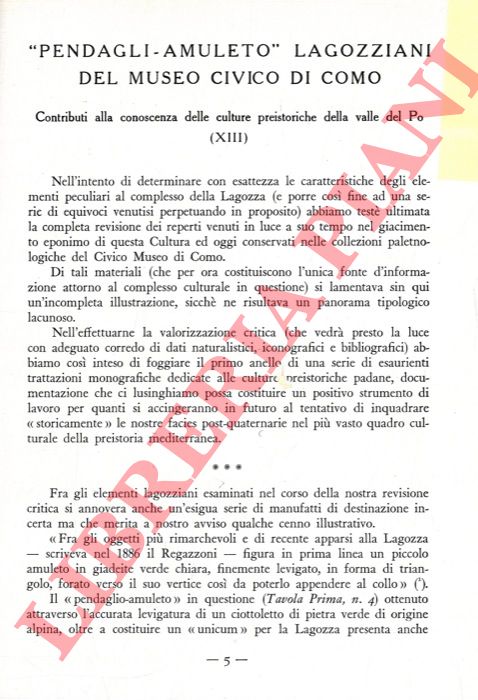 CORNAGGIA CASTIGLIONI Ottavio - - 'Pendagli-Amuleto' Lagozziani del Museo Civico di Como.
