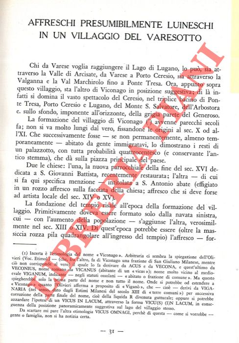 FARRA Ferdinando Cesare - - Affreschi presumibilmente luineschi in un villaggio del varesotto.