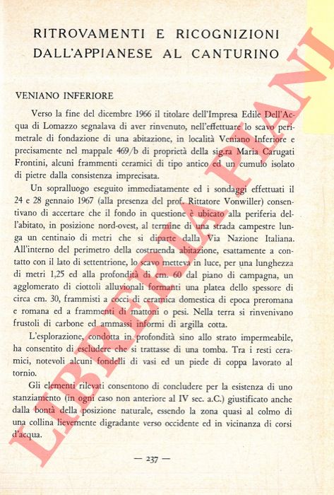 PIOVAN Cesare - - Ritrovamenti e ricognizioni dall'Appianese al Canturino.