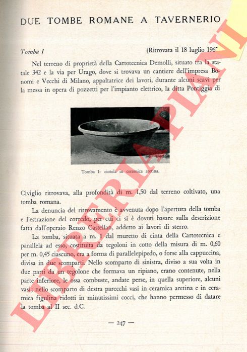 ISACCHI Fernanda - - Due tombe romane a Tavernerio.