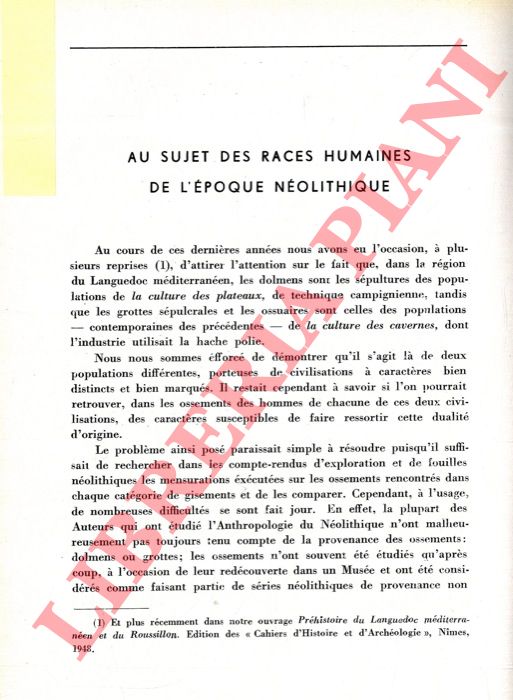 LOUIS Maurice - - Au sujet des races humaines de l'poque nolithique.