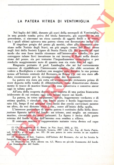 FLORIANI SQUARCIAPINO Maria - - La patera vitrea di Ventimiglia.