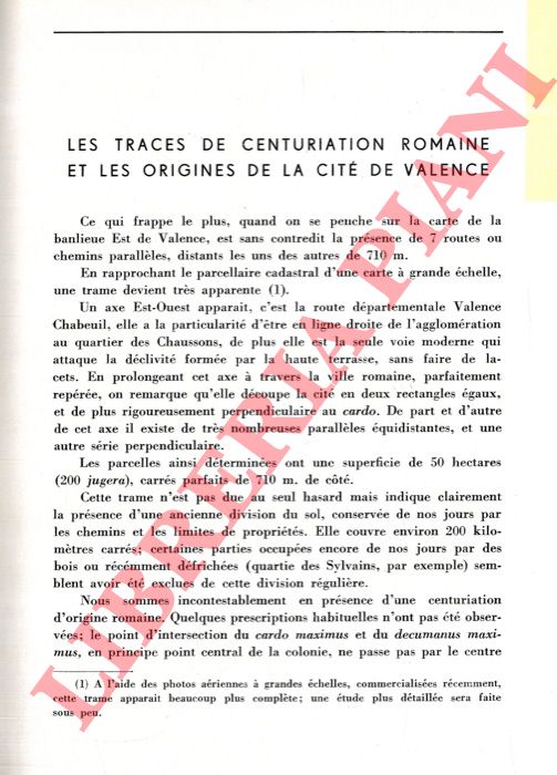 BLANC Andr - - La centuriation romaine et les origines de la cit de Valence.