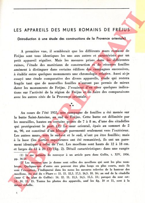 FEVRIER P. A. - - Les appareils des murs romains de Frjus.