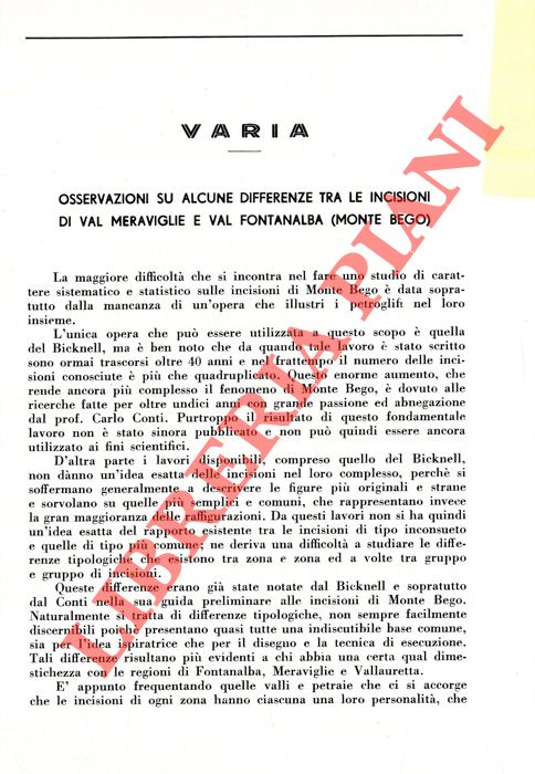 ISETTI Giuseppe - - Osservazioni su alcune differenze fra le incisioni di Val Meraviglie e Val Fontanalba (Monte Bego) .