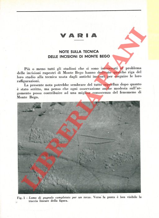 ISETTI Giuseppe - - Note sulla tecnica delle incisioni di Monte Bego.