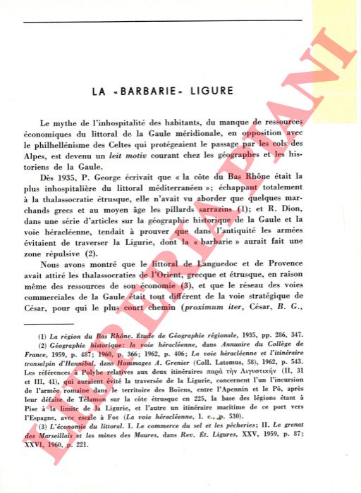 BENOIT Fernand - - La 'barbarie' ligure.