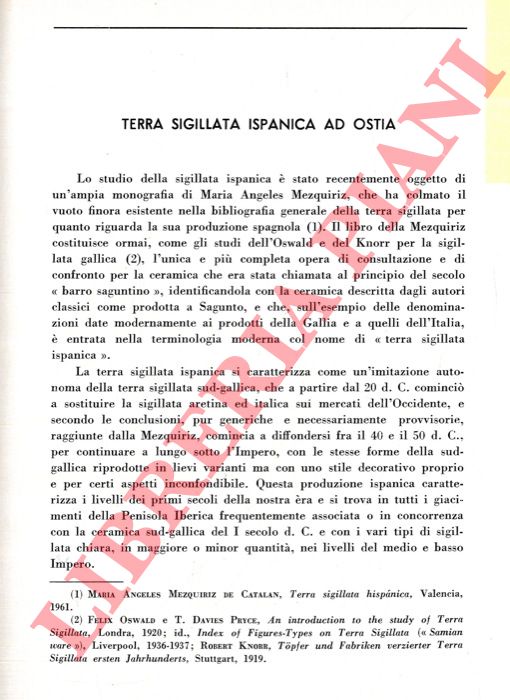 PALLARES Francisca - - Terra sigillata ispanica ad Ostia.