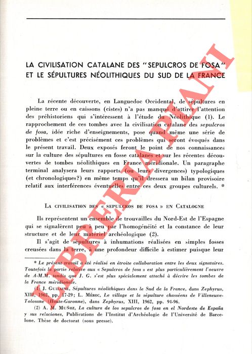 GUILAUNE Jean - MUNOZ Ana Maria - - La civilisation catalane des 'sepulcros de fos' et les spultures nolithiques du Sud de la France.