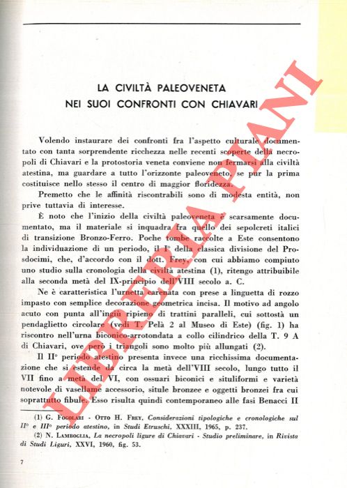 FOGOLARI Giulia - - La civilt paleoveneta nei suoi confronti con Chiavari.