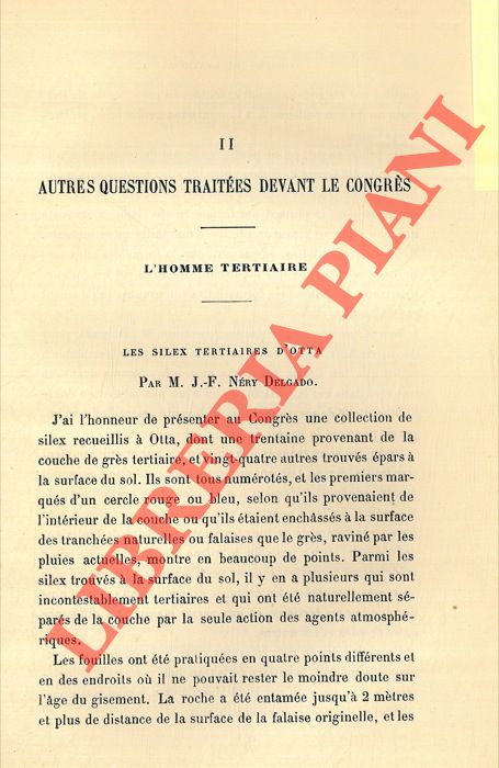 DELGADO F. N. - DE MORTILLET A. - FERRAZ DE MACEDO - - L'homme tertiaire. 1. Les silex tertiaires d'Otta. 2. Silex tertiaires, dmonstration de leur taille intentionnelle. 3. L'homme tertiaire de Castenedolo. Discussione.