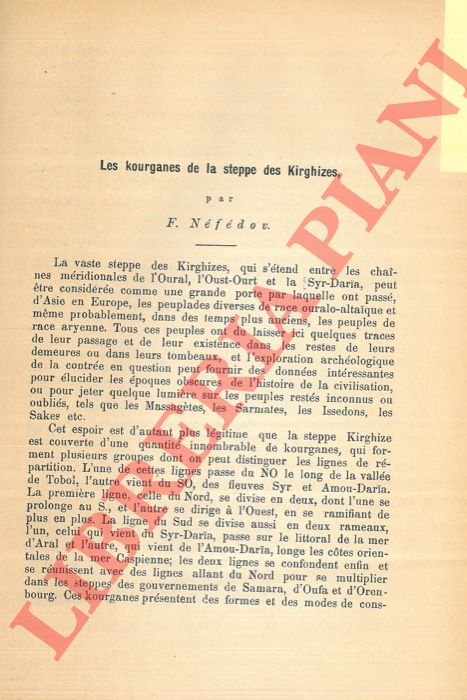 NEFEDOV Ph. - - Les kourganes de la steppe des Kirghizes.