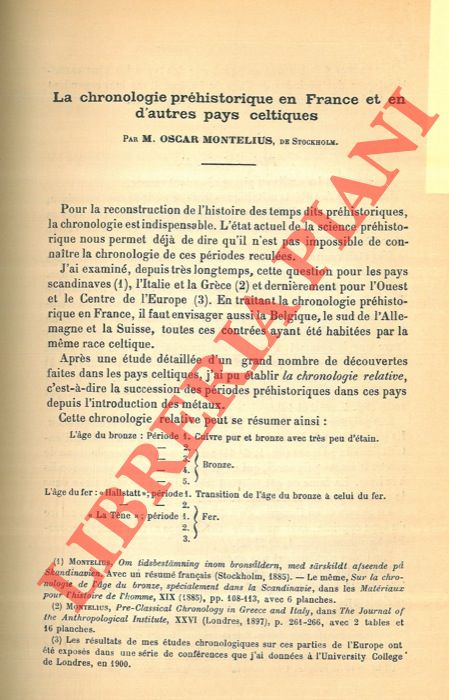 MONTELIUS Oscar - - La chronologie prhistorique en France et en d'autres pays celtiques.