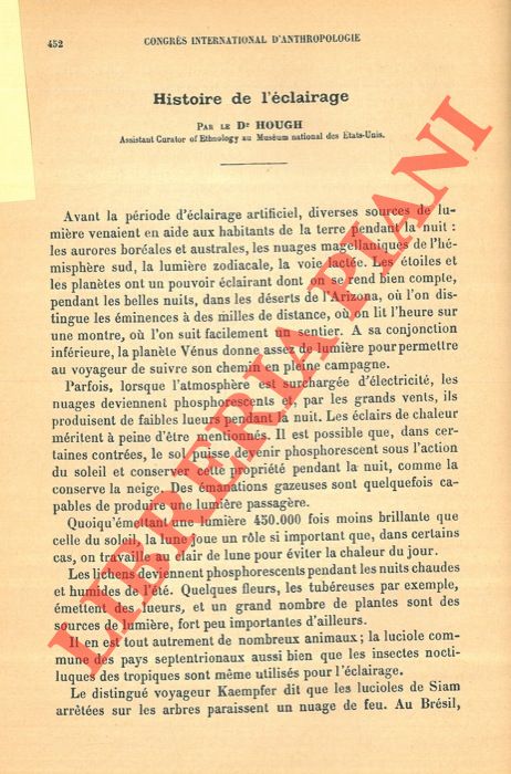 HOUGH - - Histoire de l'clairage.