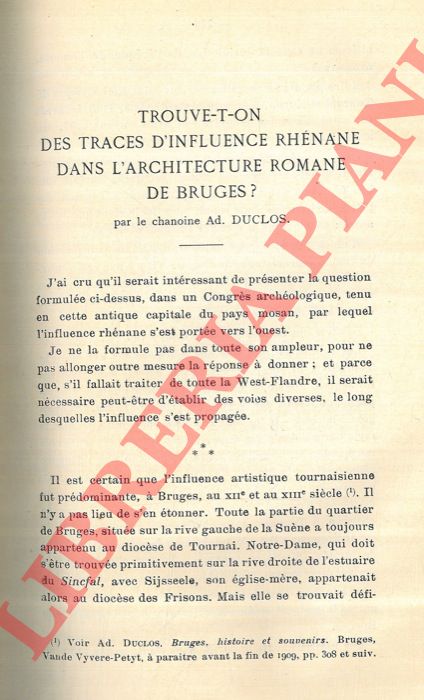 DUCLOS Ad. - - Trouv-t-on des traces d'influence rhnane dans l'architecture romane de Bruges? .