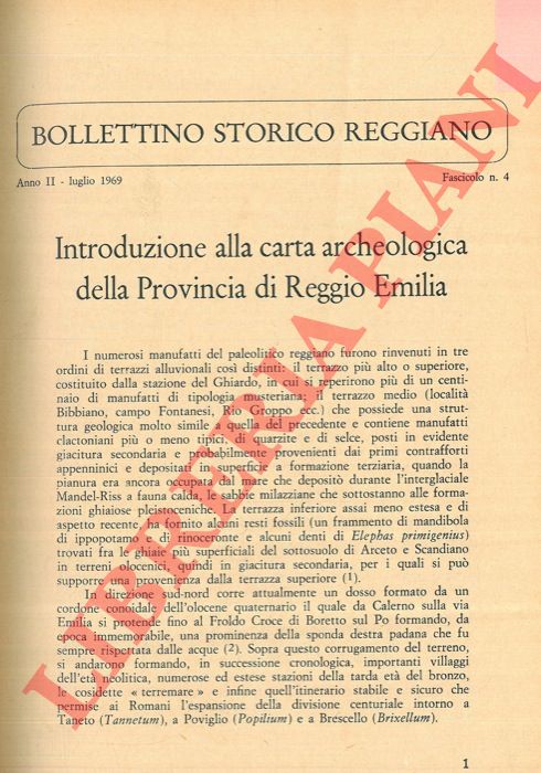DEGANI Mario - - Introduzione alla carta archeologica della Provincia di Reggio Emilia.