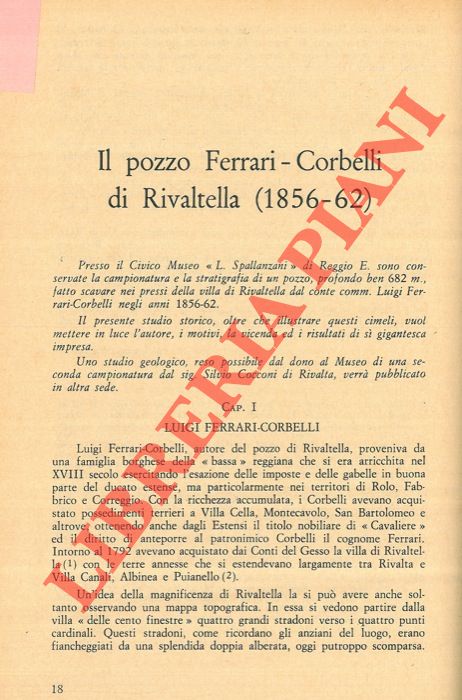 AGOSTI Guido - - Il pozzo Ferrari-Corbelli di Rivaltella (1856-62) .