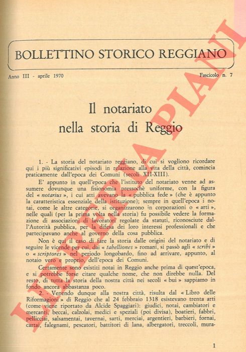 ALPI Luigi - - Il notariato nella storia di Reggio.