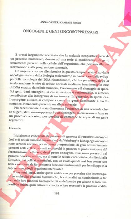 GASPERI CAMPANI PRODI Anna - - Oncogeni e geni oncosoppressori. Oncogenes and oncosupprssor genes.