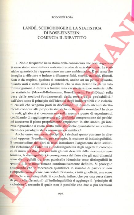 ROSA Rodolfo - - Land, Schrodinger e la statistica di Bose-Einstein: comincia il dibattito. Land, Schrodinger and Bose-Einstein statistics: the debate commences.