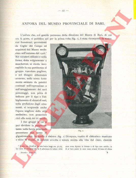 JATTA Michele - - Anfora del Museo provinciale di Bari.