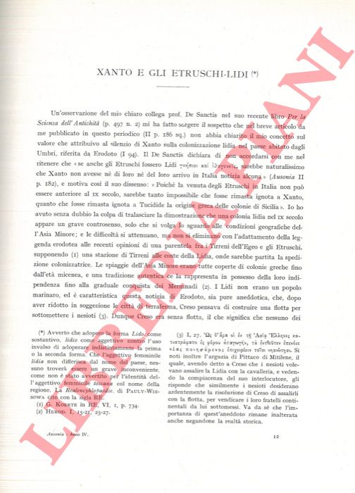 COSTANZI Vincenzo - - Xanto e gli Etruschi Lidi.