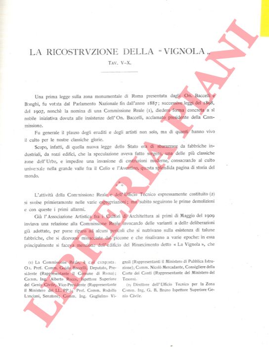 GUIDI Pietro - - La ricostruzione della 'Vignola' .
