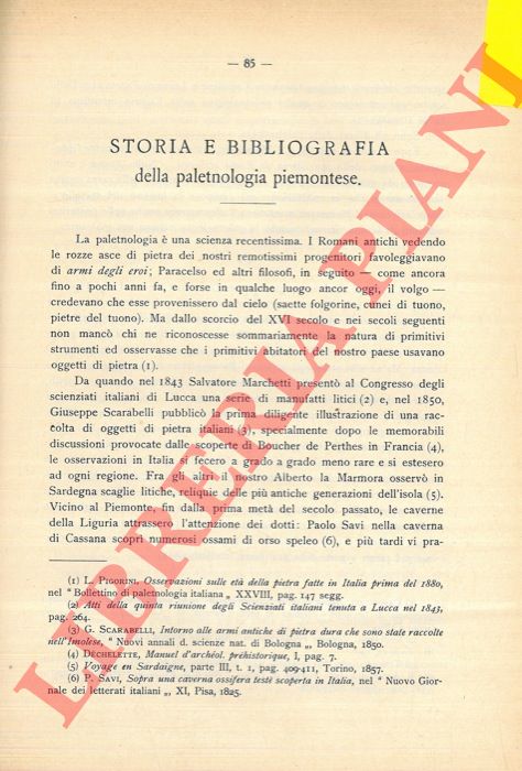 BAROCELLI Piero - - Storia e bibliografia della paletnologia piemontese.