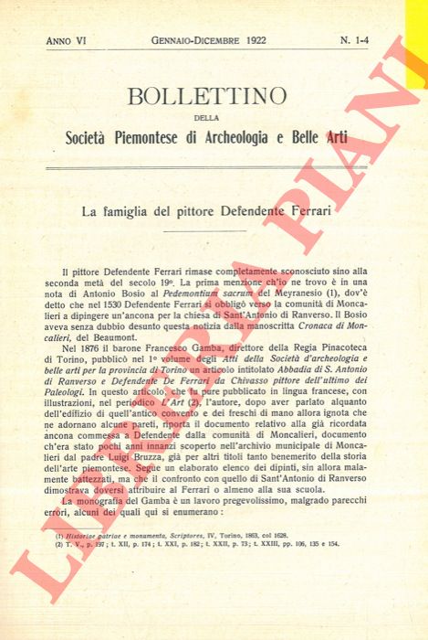 BAUDI DI VESME Alessandro - - La famiglia del pittore Defendente Ferrari.