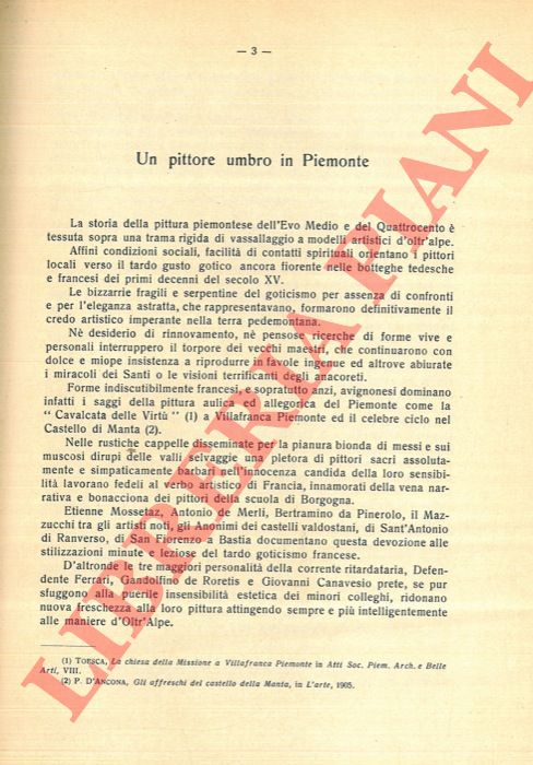 FULCHIERI M. - - Un pittore umbro in Piemonte.