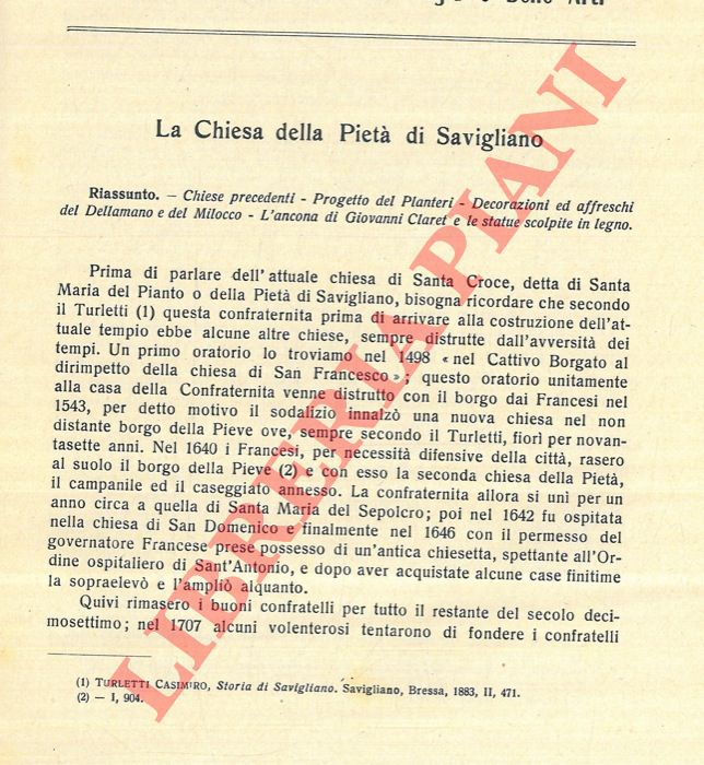 BONINO Attilio - - La Chiesa della Piet di Savigliano.