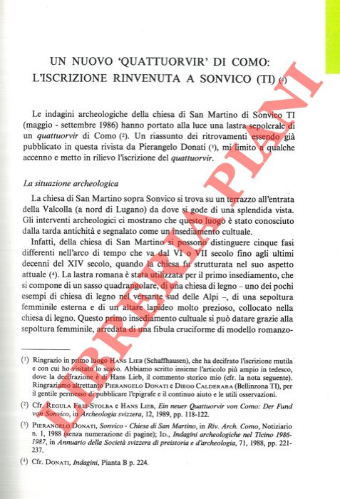 FREI-STOLBA Regula - - Un nuovo 'Quattuorvir' di Como: l'iscrizione rinvenuta a Sonvico (Ti) .