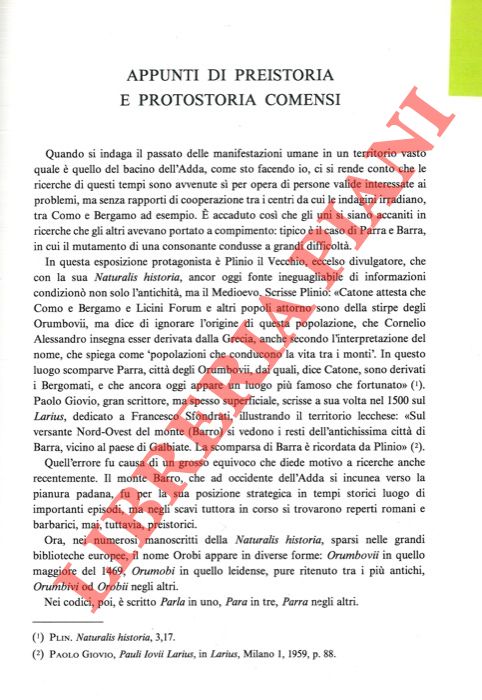 PENSA Pietro - - Appunti di preistoria e protostoria comensi.