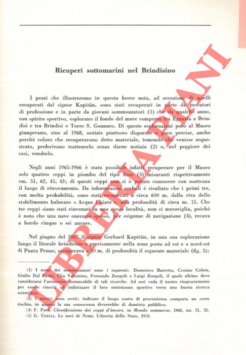 SCIARRA Benita - - Ricuperi sottomarini nel Brindisino.
