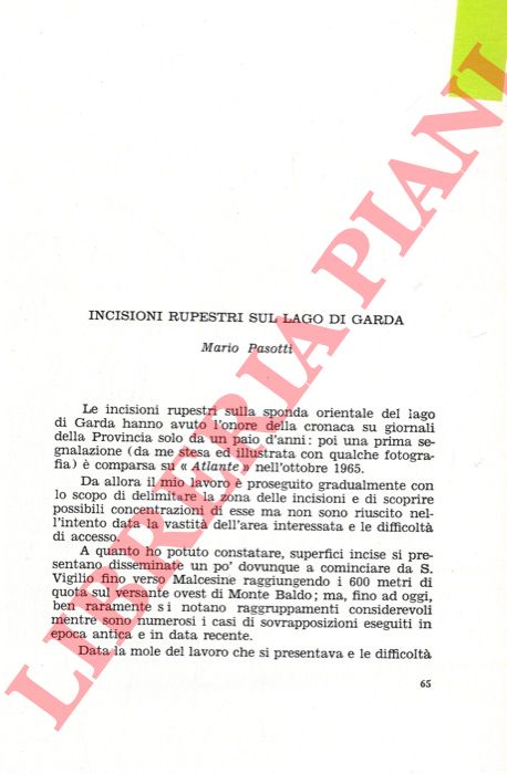 PASOTTI Mario - - Incisioni rupestri sul Lago di Garda.