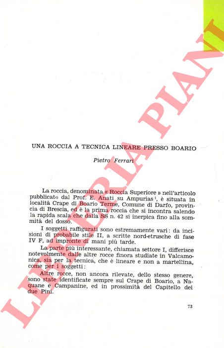 FERRARI Pietro - - Una roccia a tecnica lineare presso Boario Terme.