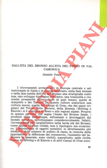 FANO Daniele - - Dall'Et del Bronzo all'Et del Ferro in Valcamonica.