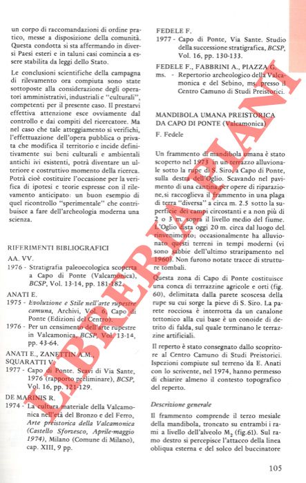 FEDELE Francesco - - Mandibola umana preistorica da Capo di Ponte (Valcamonica) .