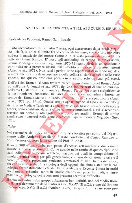MELLER PADOVANI Paola - - Una statuetta cipriota a Tell Abu Zureiq, Israele.