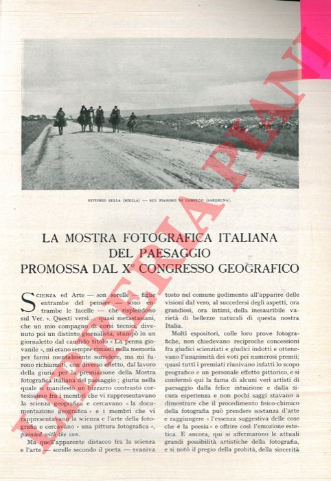 BOZZI Carlo - - La mostra fotografica italiana del paesaggio promossa dal X Congresso Geografico.