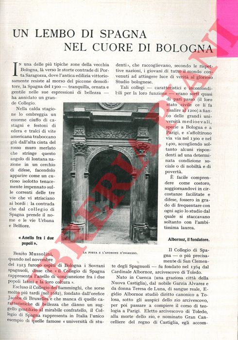 BONUZZI Guglielmo - - Un lembo di Spagna nel cuore di Bologna.
