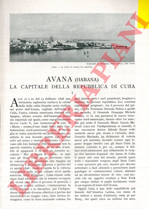 DE' PASSERA G. - - Avana (Habana) la capitale della Repubblica di Cuba.