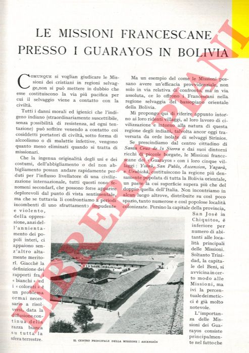 HERZOG T. - - Le Missioni francescane presso i Guarayos in Bolivia.